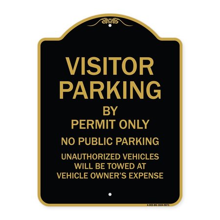 SIGNMISSION Designer Series-Visitor Parking By Permit Only No Public Parking Sign, 24" x 18", BG-1824-9871 A-DES-BG-1824-9871